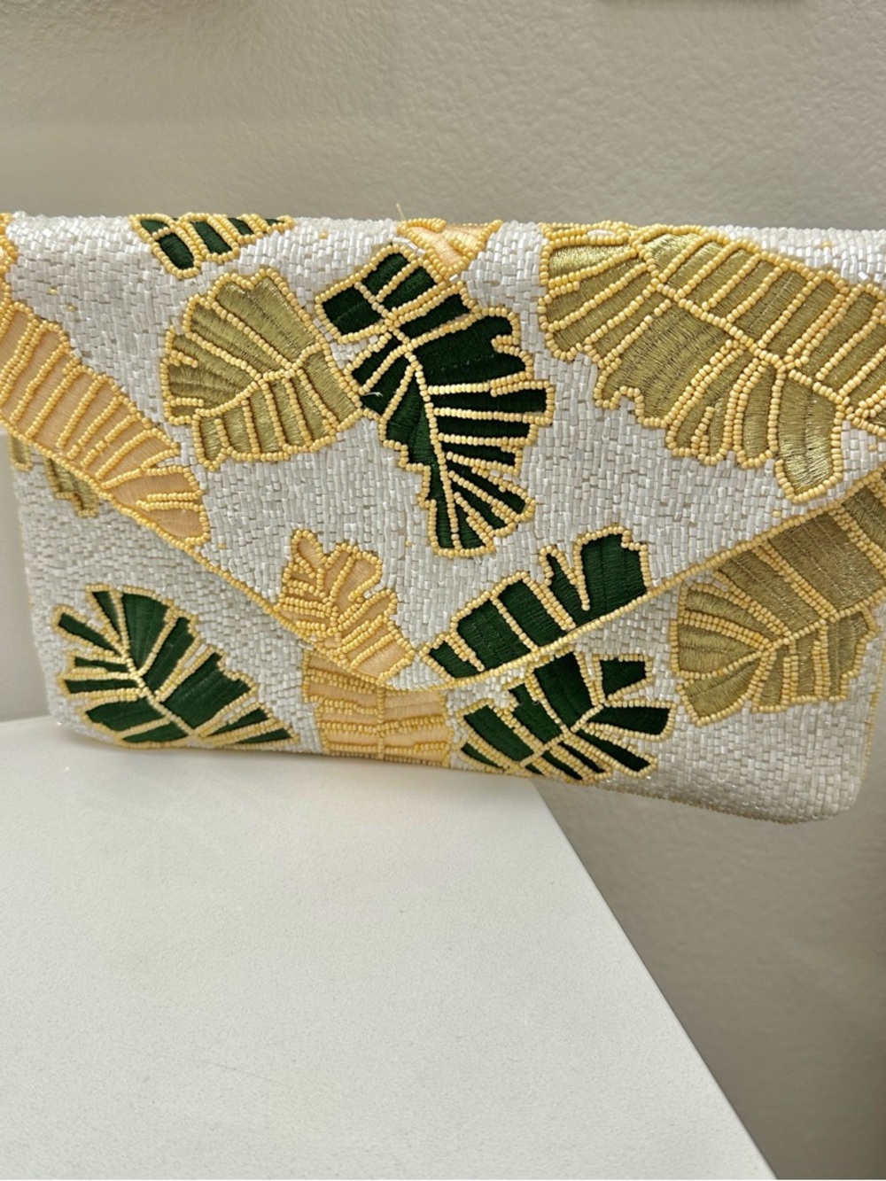 Francesca’s Embellished Leaf Beaded Clutch
